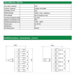 MC4 Cabang 6 (6-IN to 1-OUT) 6T T-Type 1000V Max 50A Solar Panel Surya